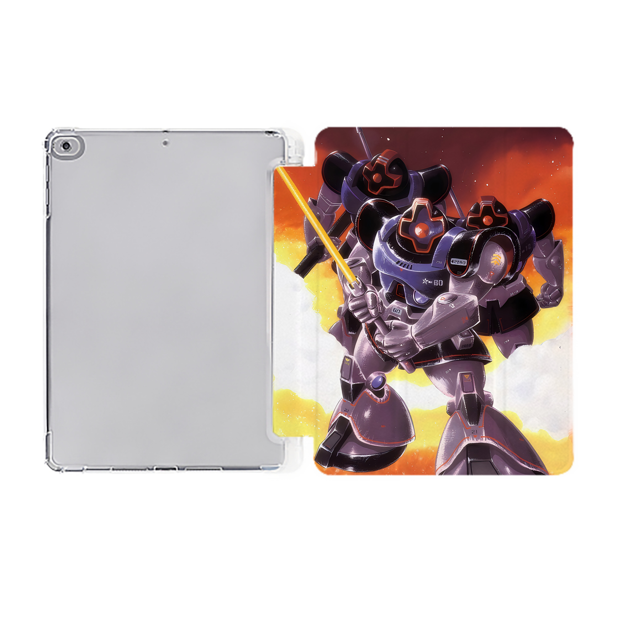 （画像用） 機動戦士ガンダム Mobile Suit Gundam IPad ケース ペン収納付き 三つ折りスタンド PUレザー×シリコン 対応機種9.5/10.5/10.9インチ